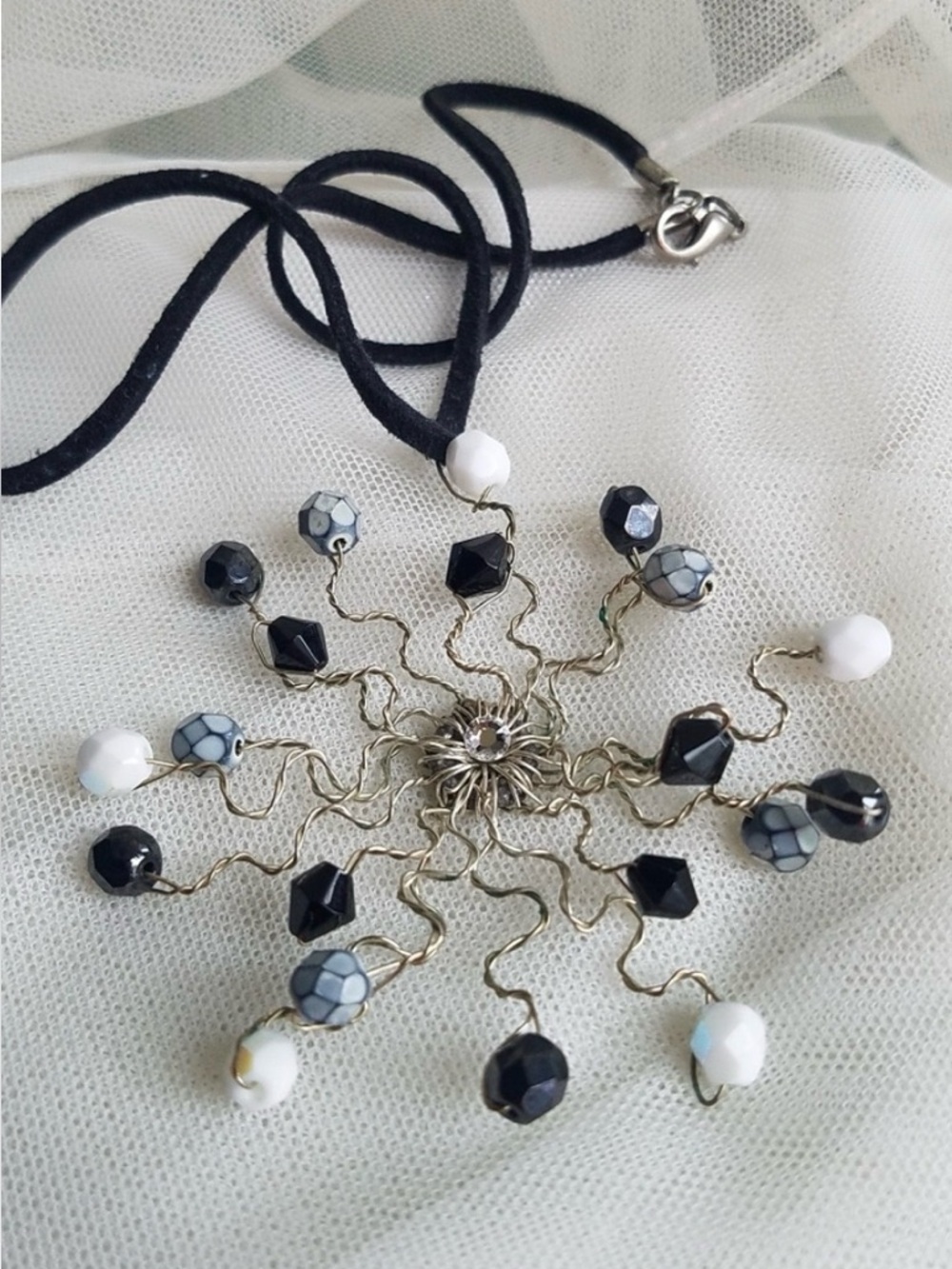 Swarovski Elements Black & White Crystal Choker on Black Suede